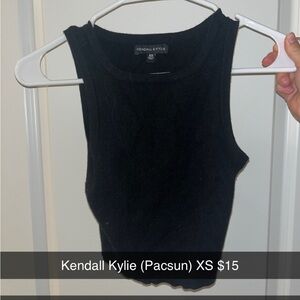Kendall & Kylie Black Ribbed Crop Tank Top